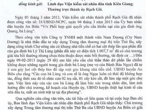 An Biên, Kiên Giang: Cần làm rõ việc Phó Chủ tịch huyện ký công văn 'tố' 4 người con 1 gia đình